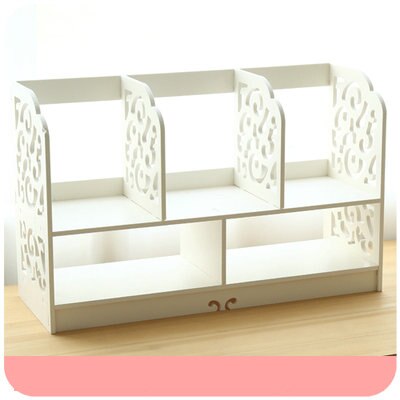 Organizador de escritorio de madera blanco, soporte para libros, papelería, sujetalibros decorativo, organizador de libros: C