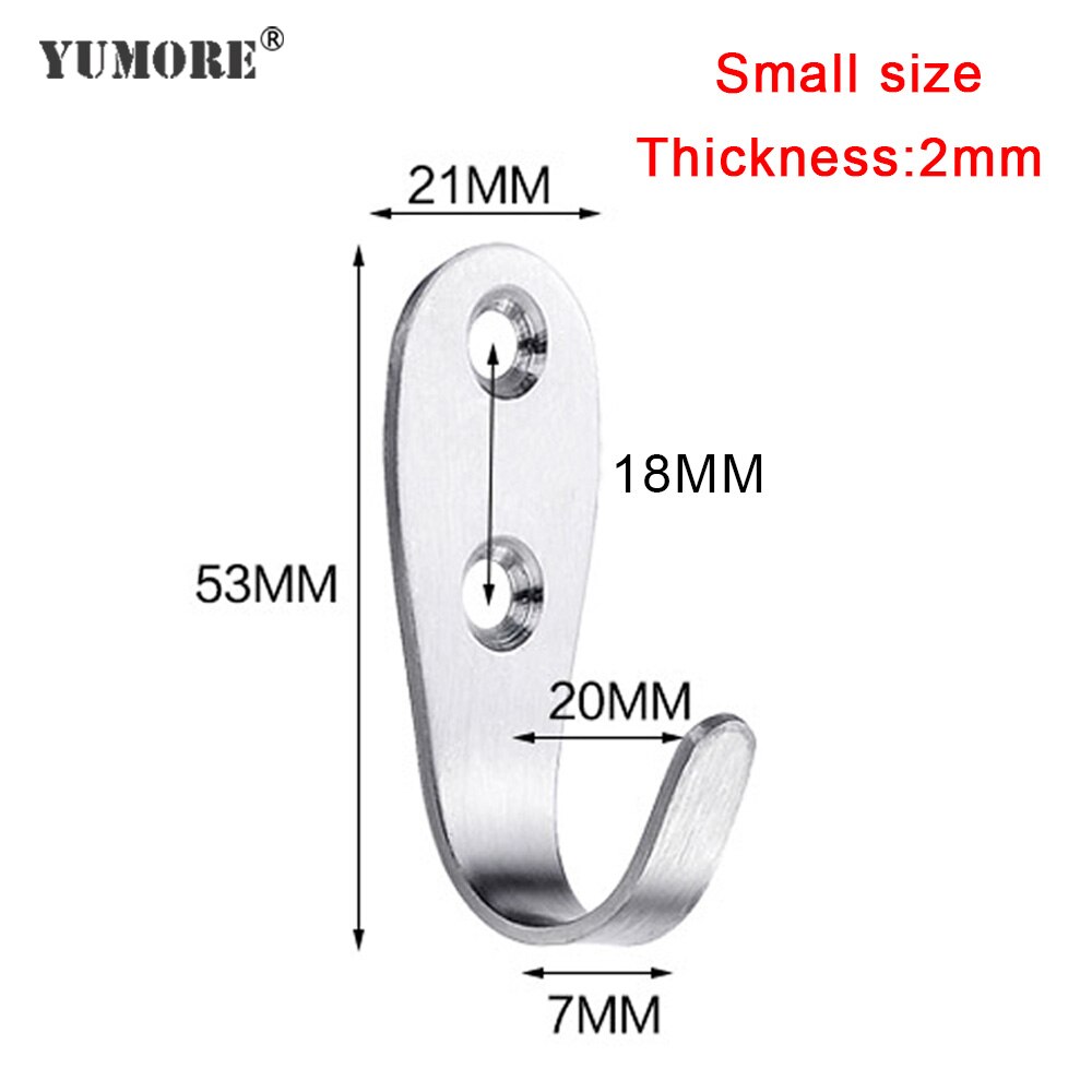 Yumore 20Pcs Muur Haak Kleding Tas Hanger Haak Voor Badkamer Jas Handdoek Roestvrij Keys Hanger Bad Accessoires Keuken Hardware: Small 2mm