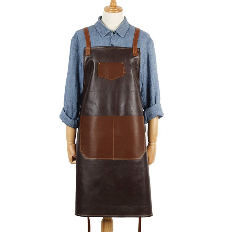 Læder pu kokke forklæde barista bartender kok frisør forklæde catering uniform arbejdstøj anti-snavs overalls