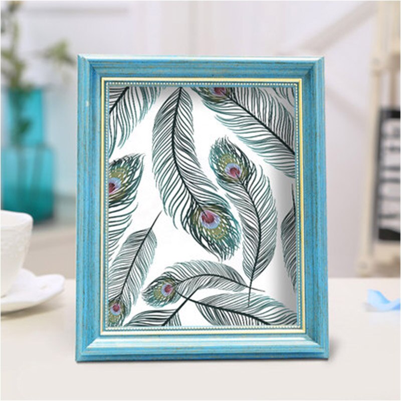 Modern Light Blue Photo Frame Set 4 / 5 / 6 / 7 / 10 Inch Composite Solid Wood Wedding Bedroom Study Desktop Home Decor