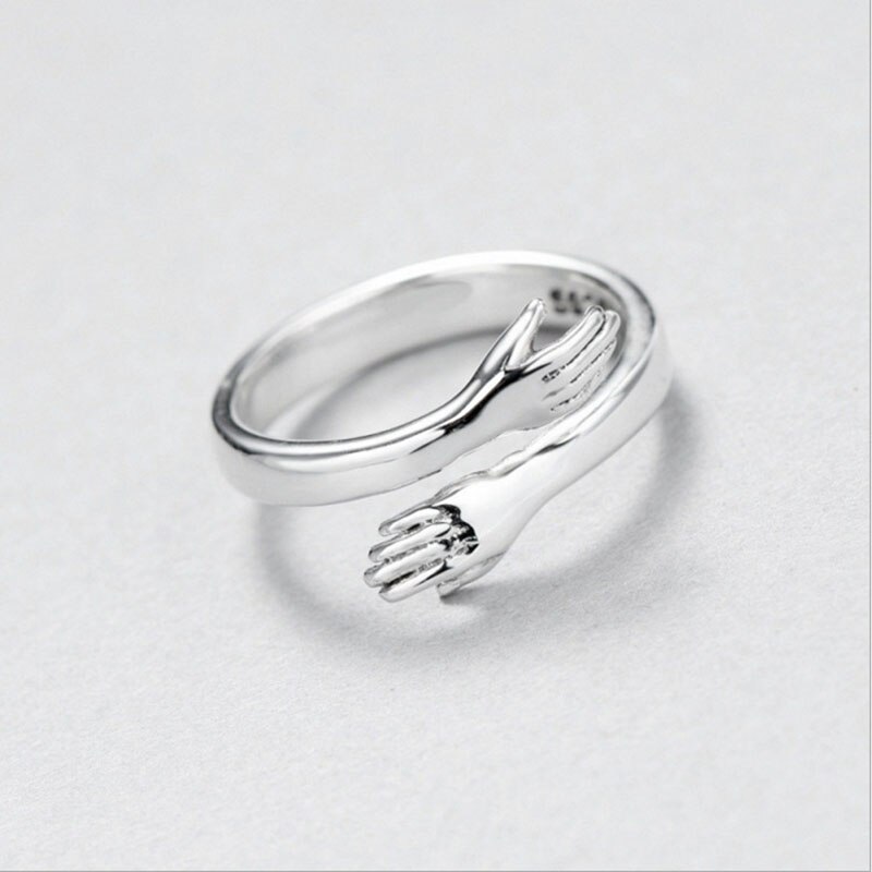 Foxanry 925 sterling zilveren verlovingsring voor koppels, terndy simple embrace, anillos, feestsieraden voor vrouwen