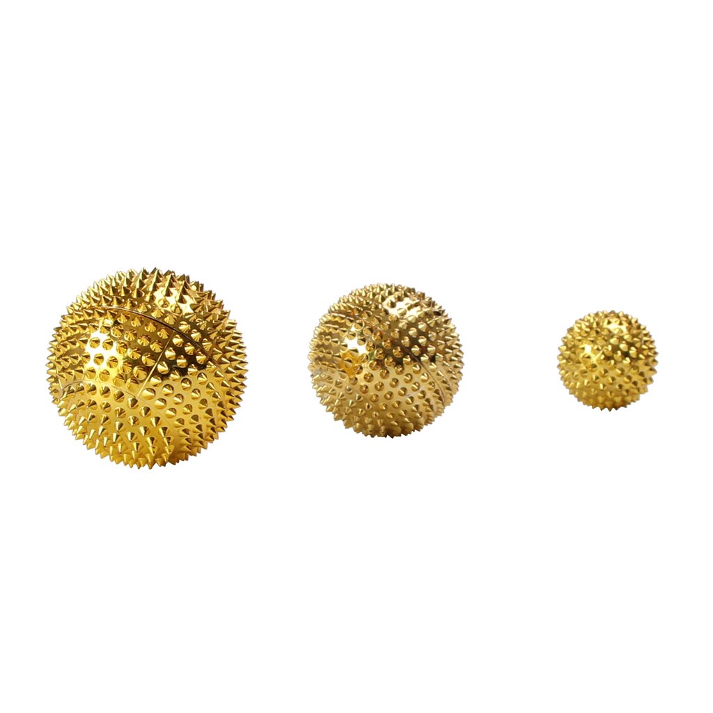 3x Palm Massage Balls Trigger Point Acupressure Ball For Body Parts: Gold