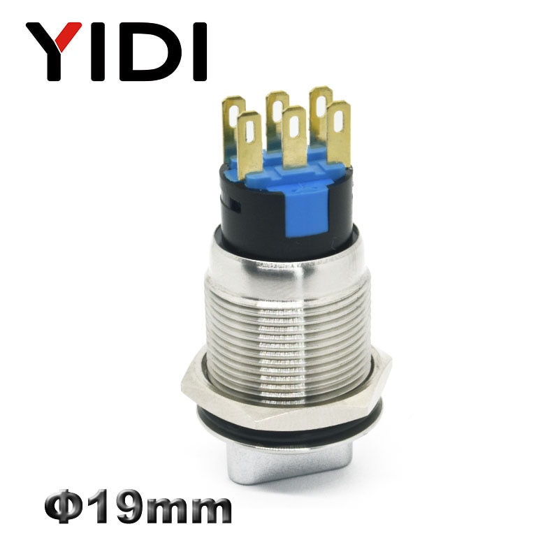 YIDI 19mm Metalen Selector Draaischakelaar 2 3 Positie drukknop 1no1nc 2no2nc dpst knop switch latching op off