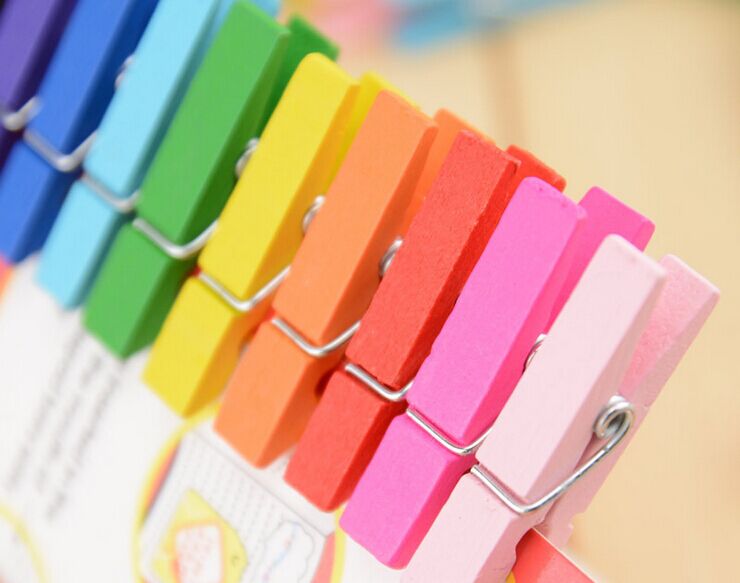 2 paquetes/lote de 20 clips bonitos de madera coloridos para material de papelería escolar y suministros de oficina y uso en el hogar