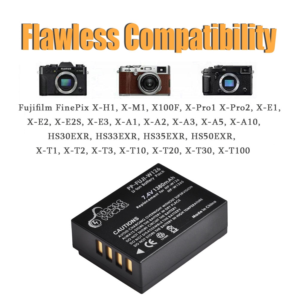 1380mAh NP-W126S NP-W126 batterij voor Fujifilm X-T100, X-T200, X-M5, X100F, X100V, X100VI, X-S10, X-A5, X-A10, X-E4, X-Pro3, X-T2
