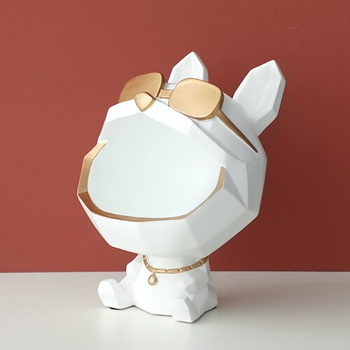 Frosch Lagerung Kasten Behälter Harz hause büro Schmuck Schlüssel Kasten Obst Süssigkeit Kasten Frosch figur skulptur moderne kunst statuen für dekoration: Weiß Hund