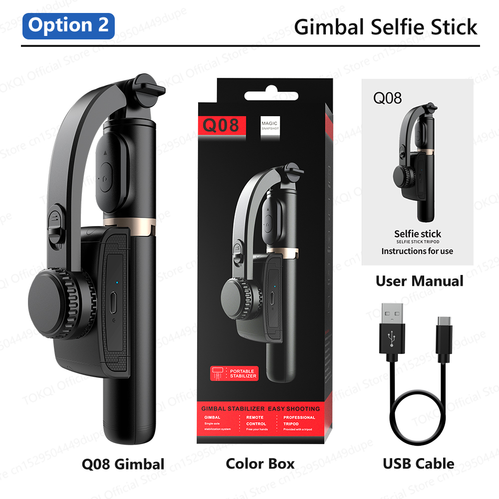 Q08 Gimbal Stabilizer for Smartphone Mobile Video Stabilizer Bluetooth Selfie Stick Tripod Live Vertical Shooting Bracket: Blue