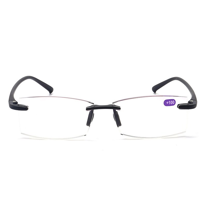 Zilead Anti Blue Light Presbyopic Glasses Frameless Clear Lens Comfortable With Spectacle Case For Women Men +4.0