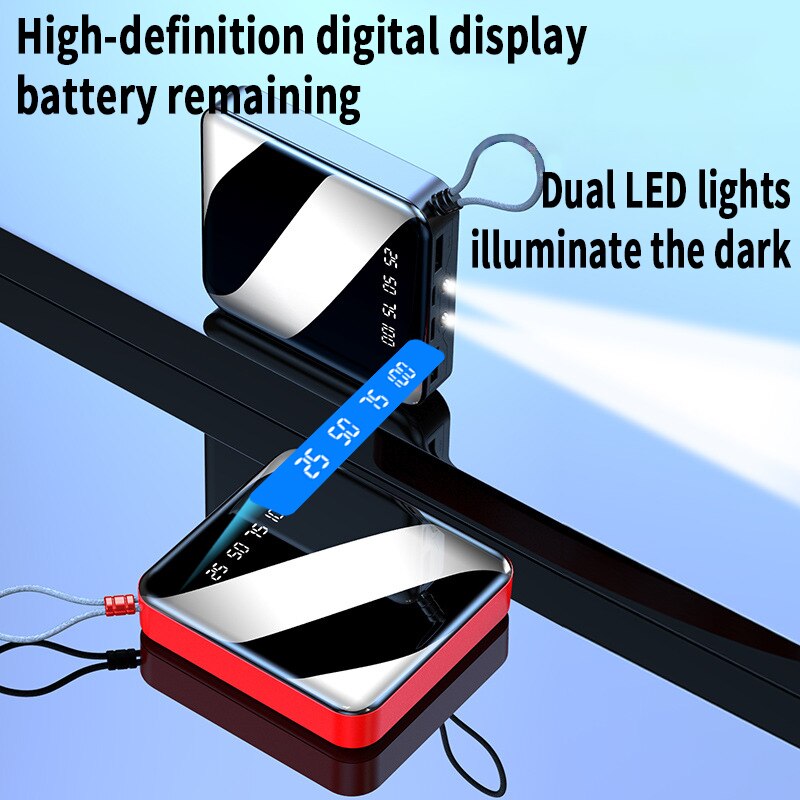 30000mAh Mini Zwei-weg Schnelle Ladung Power Bank Tragbare 2 USB Digital Display Externe Batterie mit Taschenlampe für xiaomi IPhone