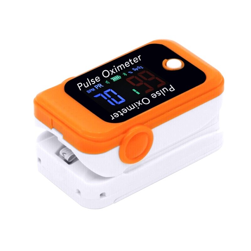 OLIECO Draagbare Mini Android iOS Bluetooth Vinger Pulsoximeter Blood Oxygen Sturation Meter SPO2 PR Saturatiemeter Monitor Kerst: Meter Orange