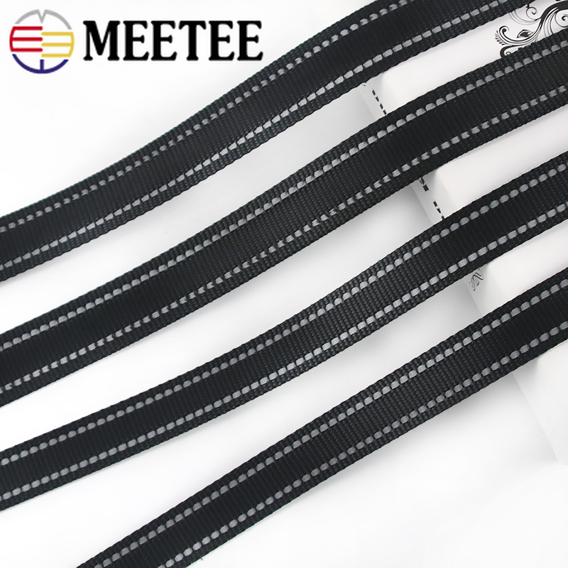 Cinta de nailon reflectante para Collar de Mascota, cinta negra de 5M, 15-38mm, 1,8mm de grosor, accesorios para bolsos DIY