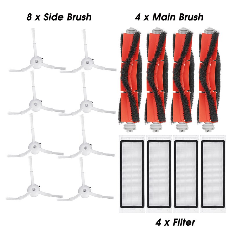Hepa Filter Stofzuigers Onderdelen Accessoires Kits Voor Xiaomi Mi Robot 2 S50 S51 S5 S6 E20 Belangrijkste Borstel Side borstel Mop: 16pcs