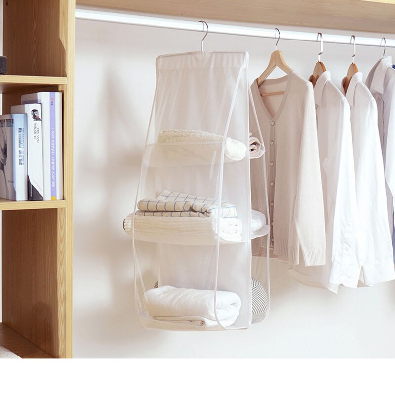 6 Pocket Foldable Hanging Bag 3 Layers Folding Shelf Bag Purse Handbag Organizer Door Sundry Pocket Hanger Storage Closet Hanger