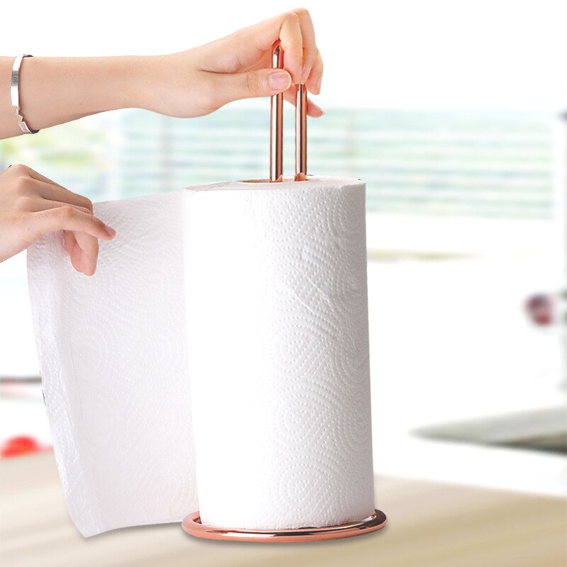 Porte-serviettes en papier doré ou argenté, support sur pied en acier inoxydable, idéal pour la salle de bain ou la cuisine, ou comme décoration de Table