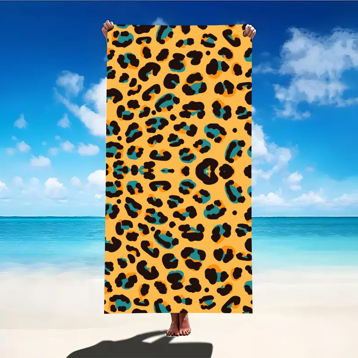 Toalha de praia tigre com estampa de leopardo, grande microfibra, ultra macia, secagem rápida, para natação, yoga, leve, viagem, acampamento: XS / CINZA
