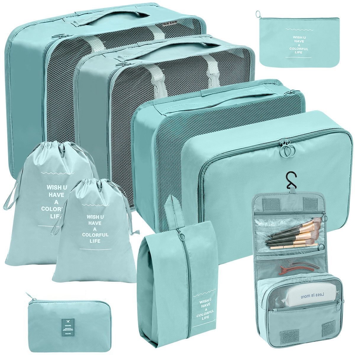10 stuks / set reistassen organisator opslag kleding reisbenodigdheden verpakking kubussen reisaccessoires multifunctionele set: Rood