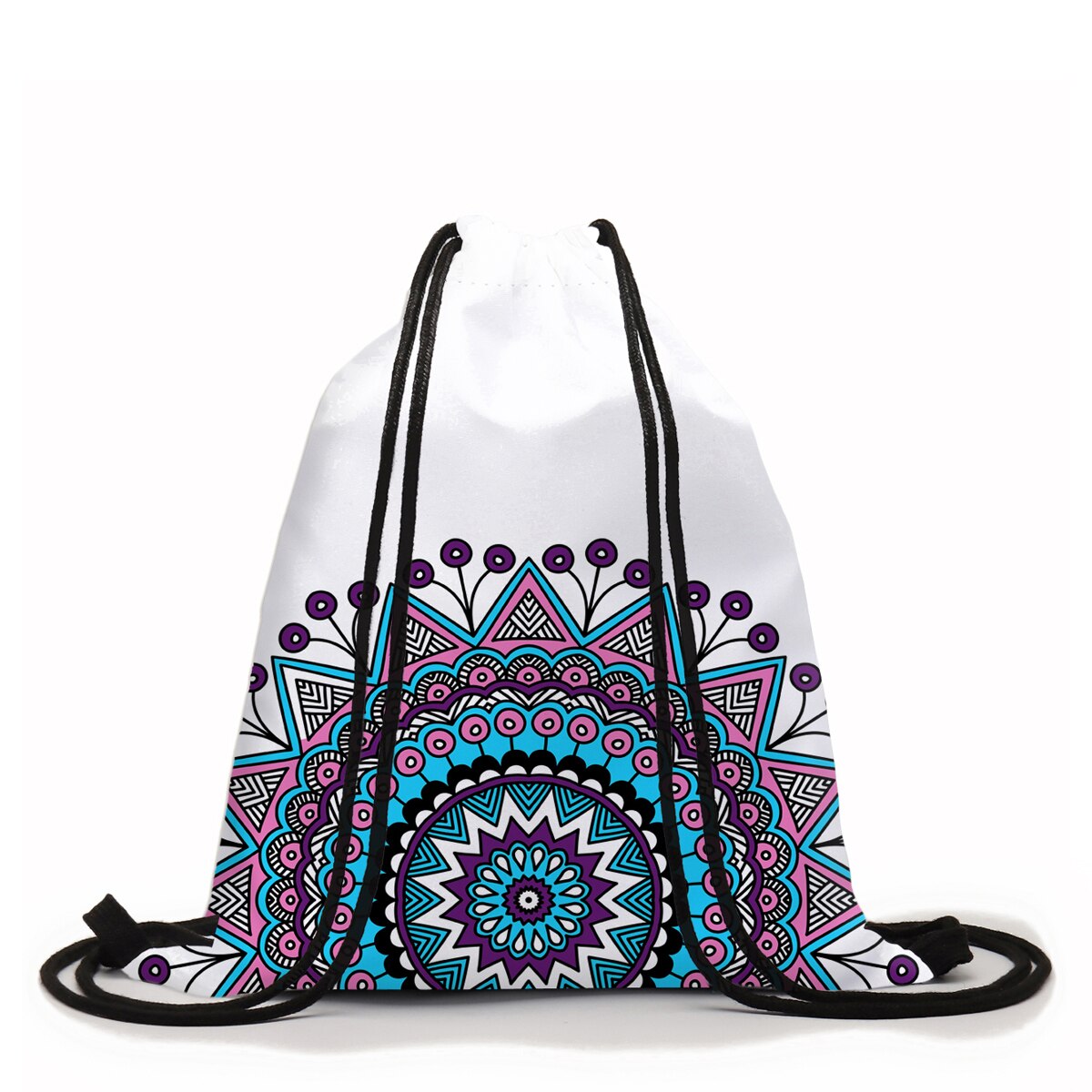 Deanfun Drawstring Backpack Colorful Mandala Flower 3D Printed Pouch Bag Drawstring Bag For Women D60341