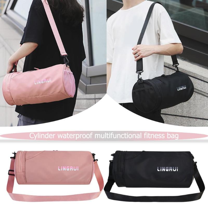 Nylon Women Men Travel Sports Gym Shoulder Bag Large Waterproof Nylon Handbags Black Pink Color Outdoor Sport Bags
