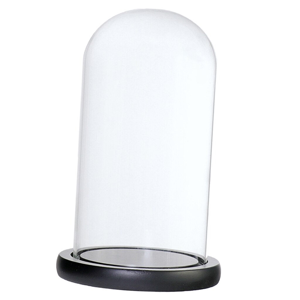 Glass Display Dome Cloche Bell Jar With Wooden Base for DIY Decoration PICK: Black D