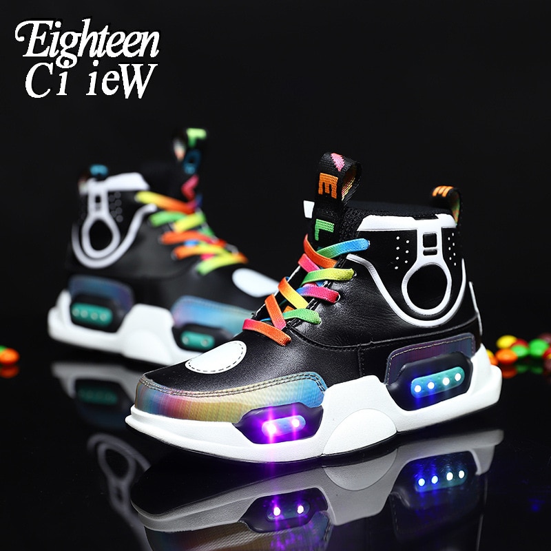 Boys Glowing Sneakers Kids Led Shoes USB Charing Led Back Light Shoes Girls Flash Luminous Sneakers zapatillas nina