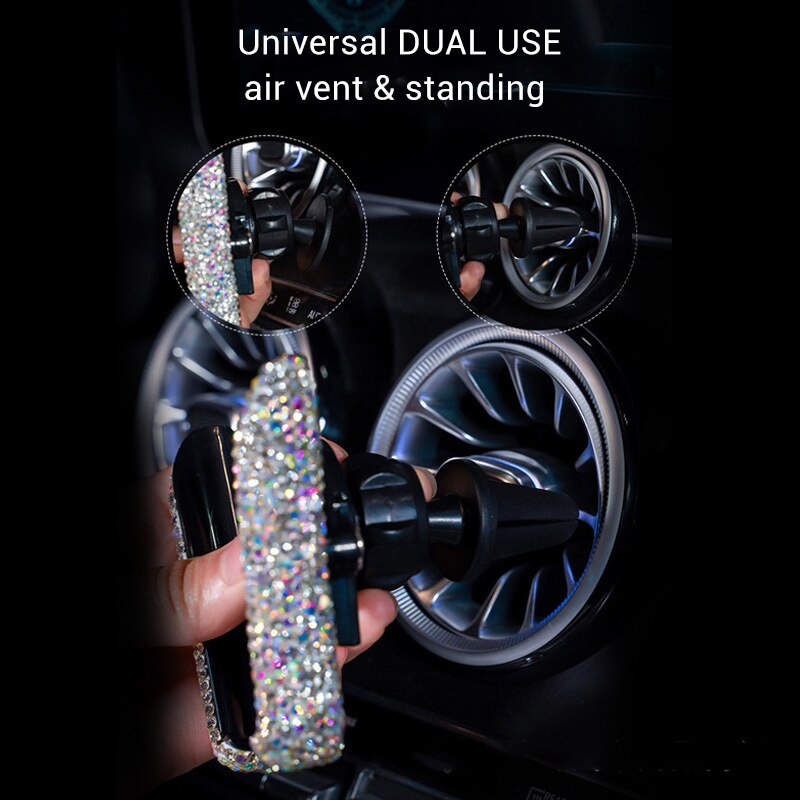 Universele Mooie Bling Glitter Auto Mount Automatische Zwaartekracht Mobiele Stand Telefoon Houder Voor Vrouwen