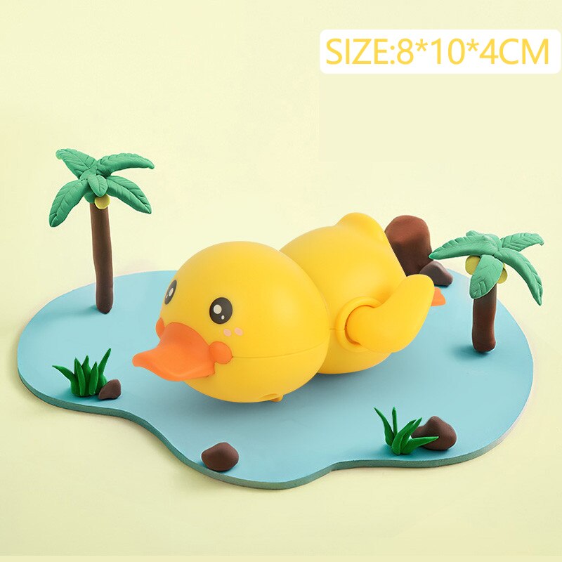 2022 Clockwork Animals Baby Bathing Toys for Kids 2 To 4 Years Old Bathtub Water Game Wind-up Shark Toys for Bebe 0 12 24 Months: Yellow Duck-1