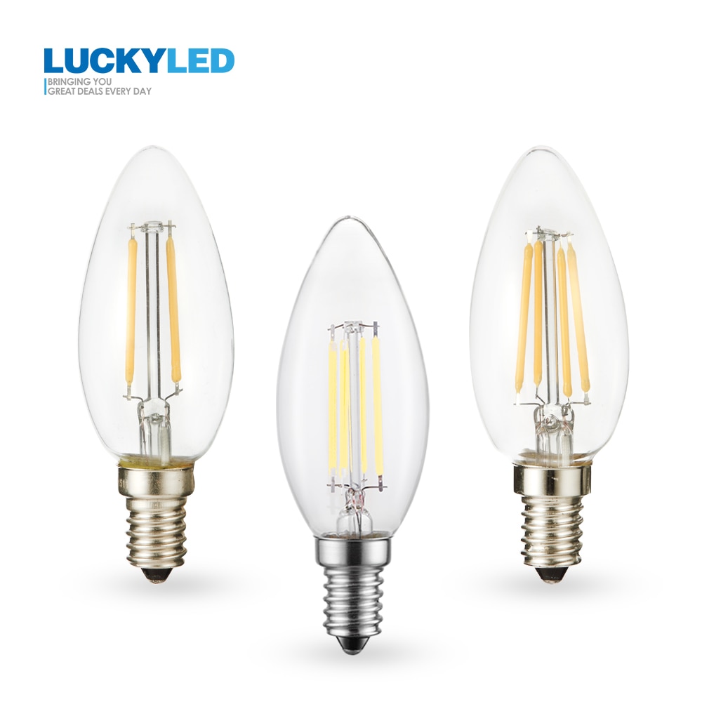 Luckyled Led Lamp 220 V E14 110 V E12 2 W 4 W 6 W Retro Vintage Led Filament Lamp kaars Lamp Voor Home Decor Binnenverlichting