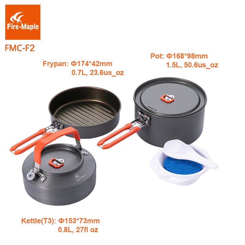 Fire Maple Picknick Pot Pan Set Outdoor Camping Wandelen Cookware Backpacken Koken Opvouwbare Handvat Aluminium Feest 2 FMC-F2