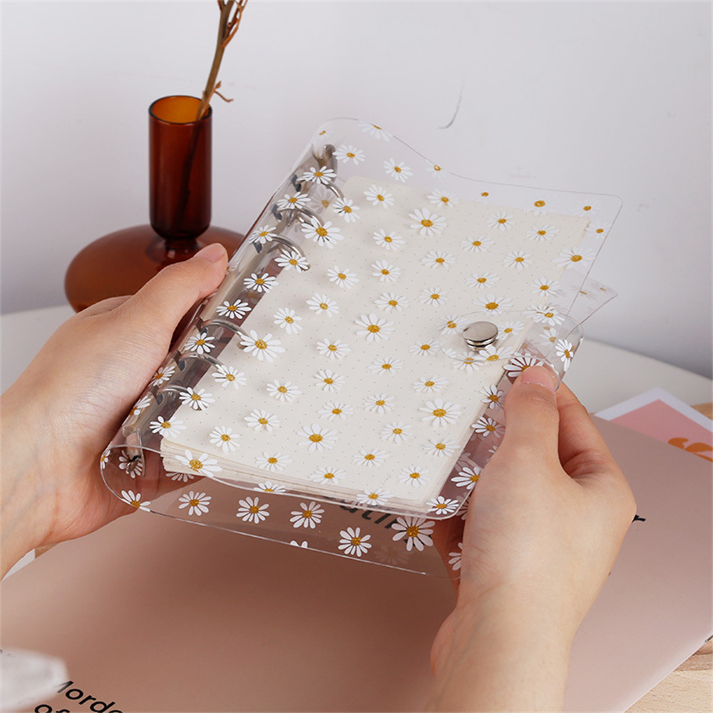 Schattige Daisy Notebook Cover A6 A7 Transparante 6 Ringen Bindmiddel Bestandsmap Diy Notebook Pvc Shell School Kantoorbenodigdheden