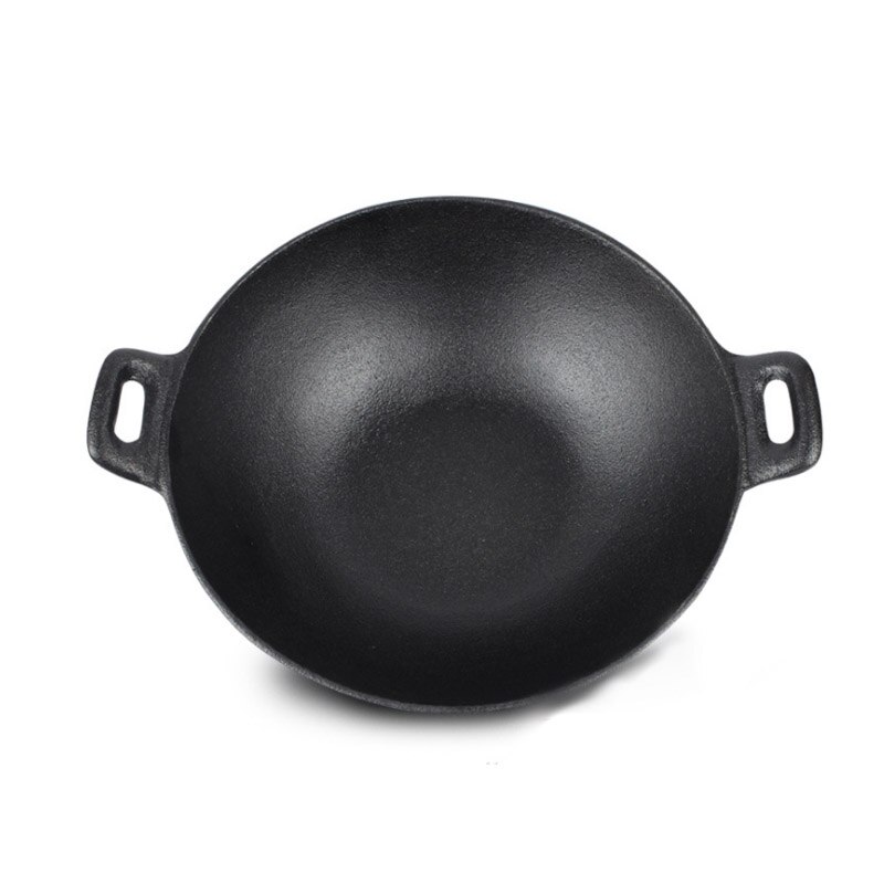 Enkele Kleine Wok 24Cm Handgemaakte Gietijzeren Pot Koekenpan Non-stick Oude Ijzeren Pot