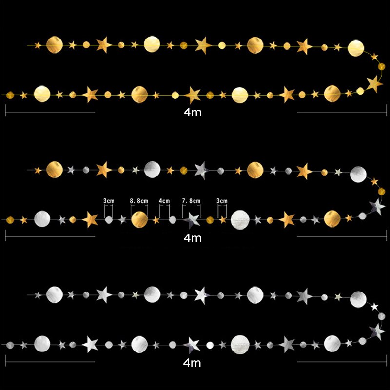 Room Layout Star Moon Shape DIY Decorations 1Pcs 4M Paper Multi Purpose Garlands Weding Birthday Event Decoration tools
