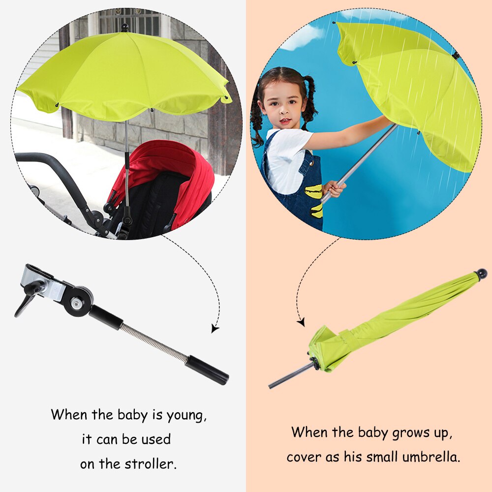 Detachable Stroller Umbrella 360 Degree Adjustable Baby Pram Pushchair Cover 75cm Diameter UV Sun Shade Parasol With Clamp