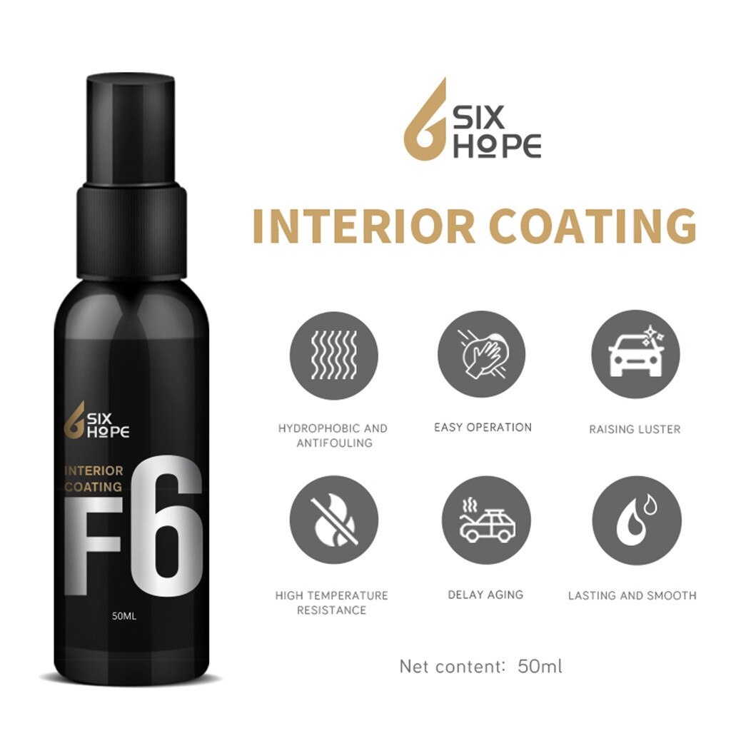 50ml Car Interior Liquid Ceramic Coat Hydrophobic Glass Coating Polish Wax Best Suit Rubber And Plastic Renovation #LR3