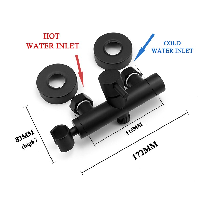 Chrome Black Bathroom Handheld Shower Set Brass Wall Mounted Cold Water Faucet Hand Shower Mixer System Brushed Gold Finish