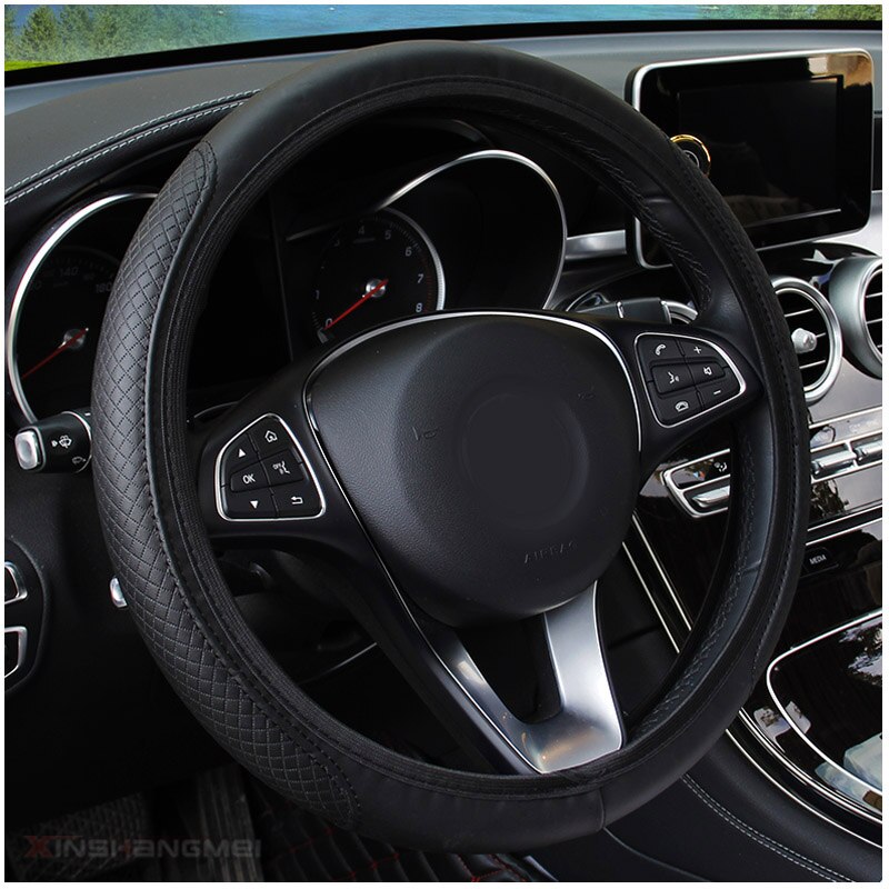 Auto Auto Universele Stuurhoes Handschoen Microfiber Ademende Anti-Slip Cover 15 ''/38Cm Sport Steering wiel Case: Black