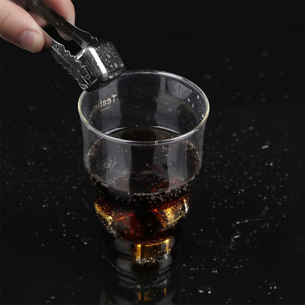 4 pcs Silver Reusable Non-Toxic Environmentally Safe Stainless Steel Wine Ice Cooling Cubes Physical Cooling Ice Cooler