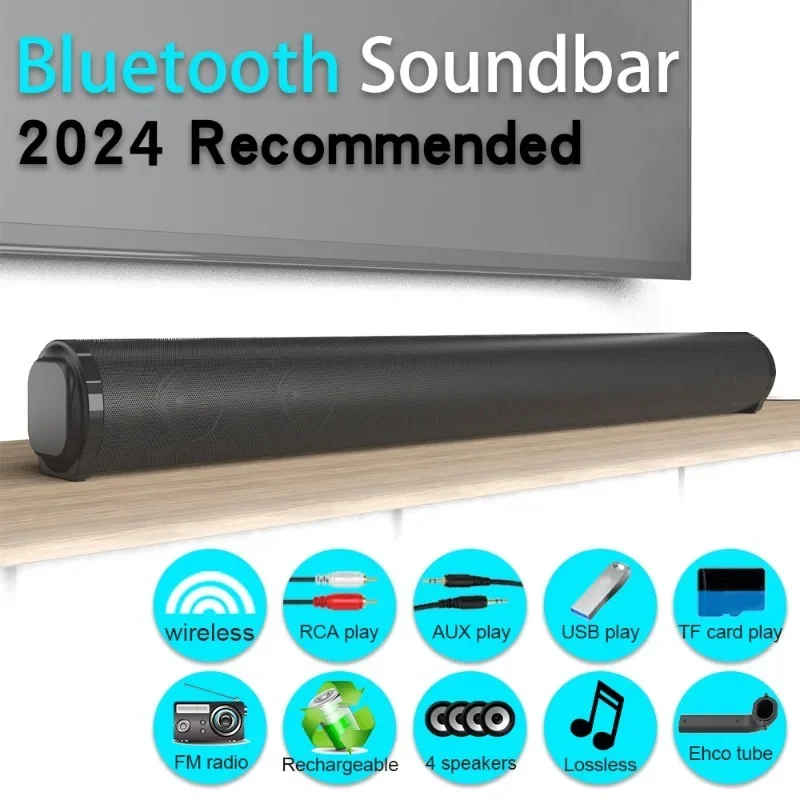 Superkraftig lydplanke bærbar trådløs bluetooth-høyttaler surround stereo hjemme-tv lydboks subwoofer fm-radio hjemmekino