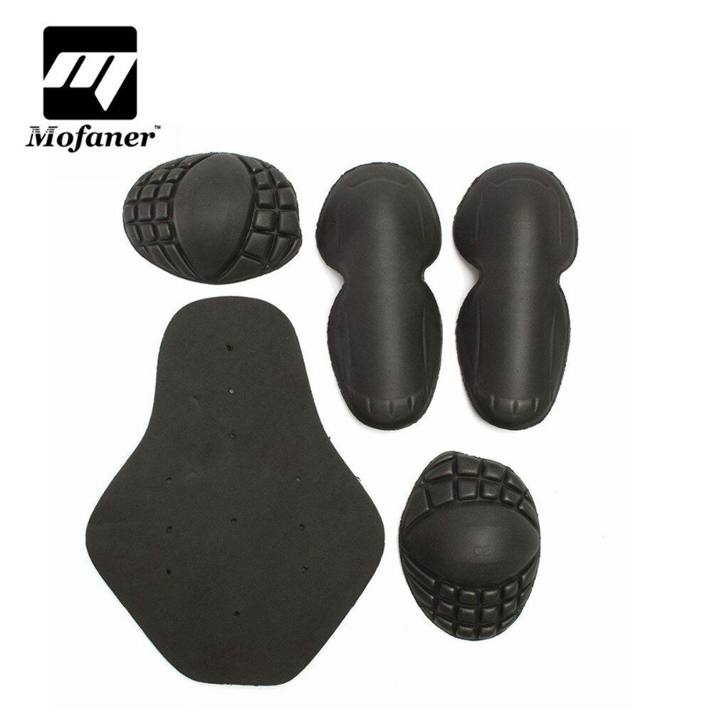 5 Pcs/Set Black Motorcycle Riding Shoulders Elbows Back Chest Knee Protection Pads Racing Safety Hard Armour