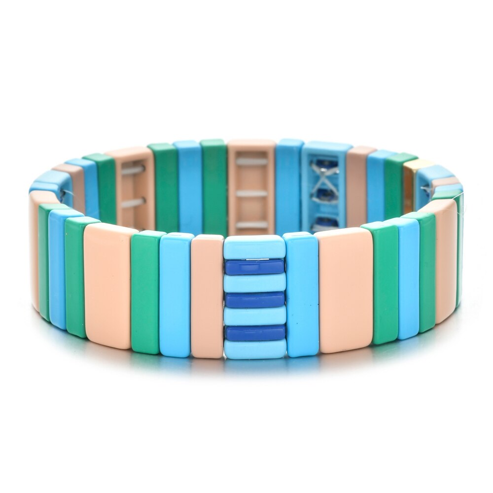 Smaltato Piastrelle Braccialetto cubo Amicizia Stirata Del Braccialetto Fatto A Mano Pulseras Elastico Impilabile Gioielli per le Donne Femme Della Boemia: A5