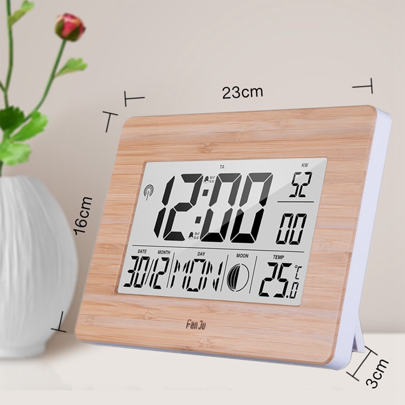 Digitale Wandklok Lcd Big Groot Aantal Tijd Temperatuur Kalender Alarm Tafel Bureau Klokken Modern Home Office Decor