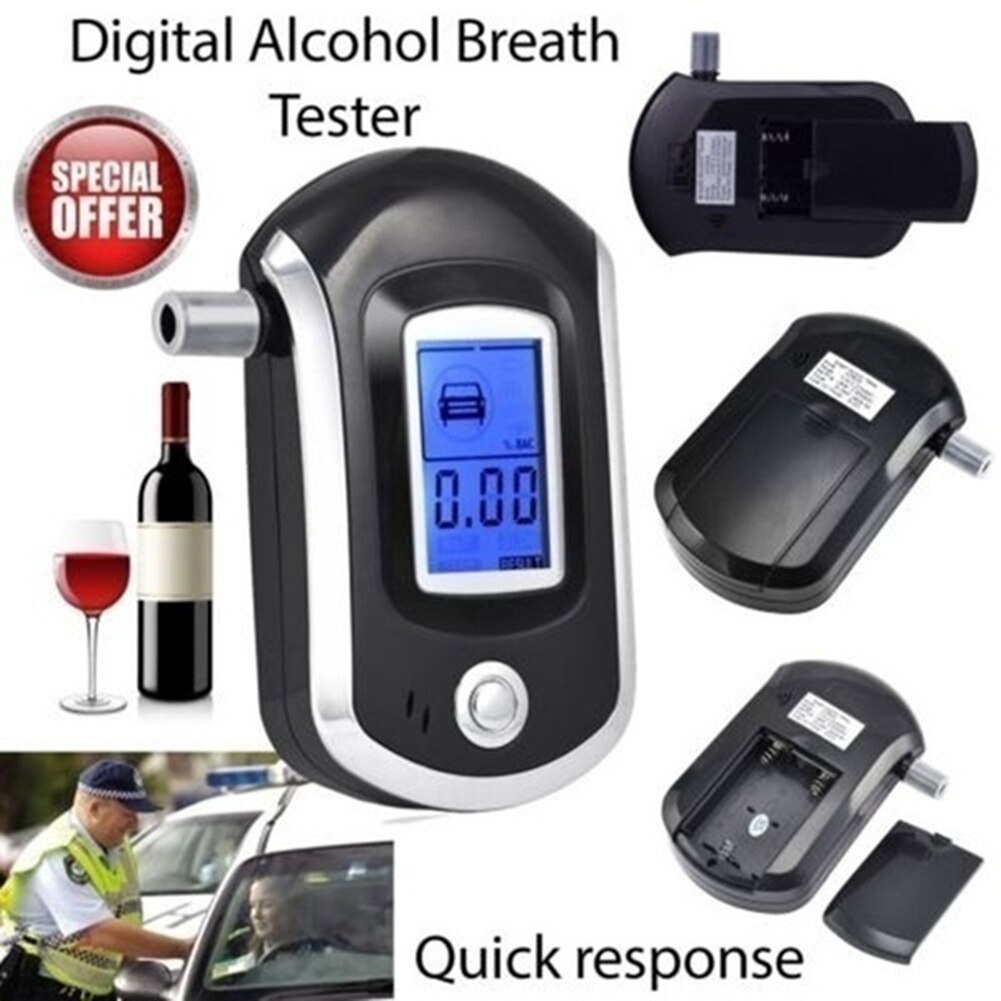 Portable Handheld Digital Breath Alcohol Tester Practical Breathalyzer Breath Drunk Driving Analyzer with 20 Mouthpieces