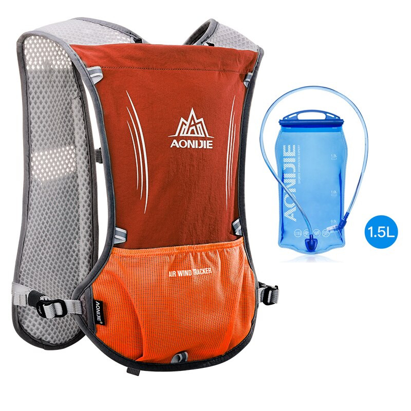 AONIJIE E913S 5L Hydration Backpack Rucksack Bag Vest Harness Water Bladder Hiking Camping Running Marathon Race Sports Orange: E913S-Set B