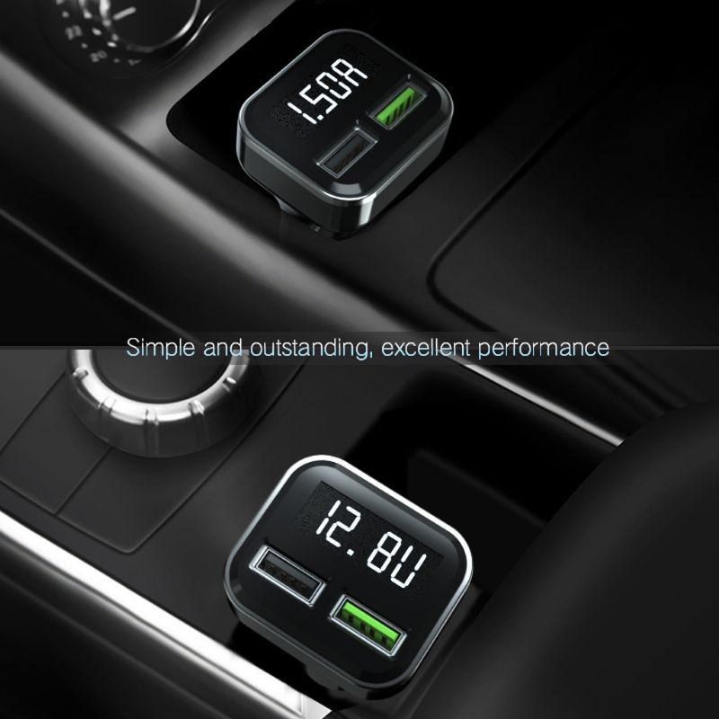 Schnelllade-autoladegerät mit 3.0 usb-anschlüssen und led-spannungs- und stromanzeige für iphone und htc