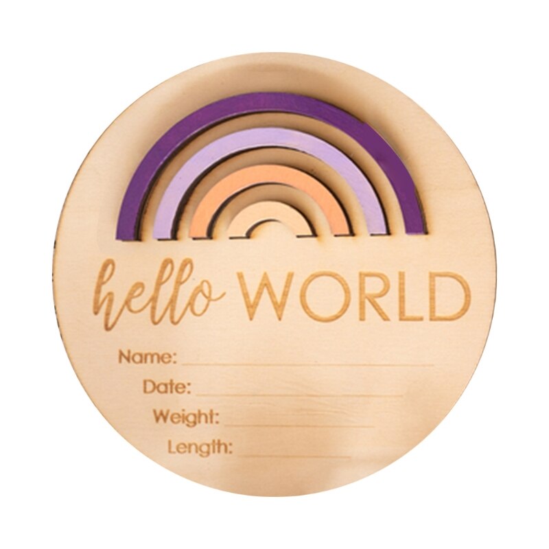Wooden Rainbow Milestone Cards Growth Commemorate Baby Birth Monthly Recording Card Newborn Infants Shower: 3