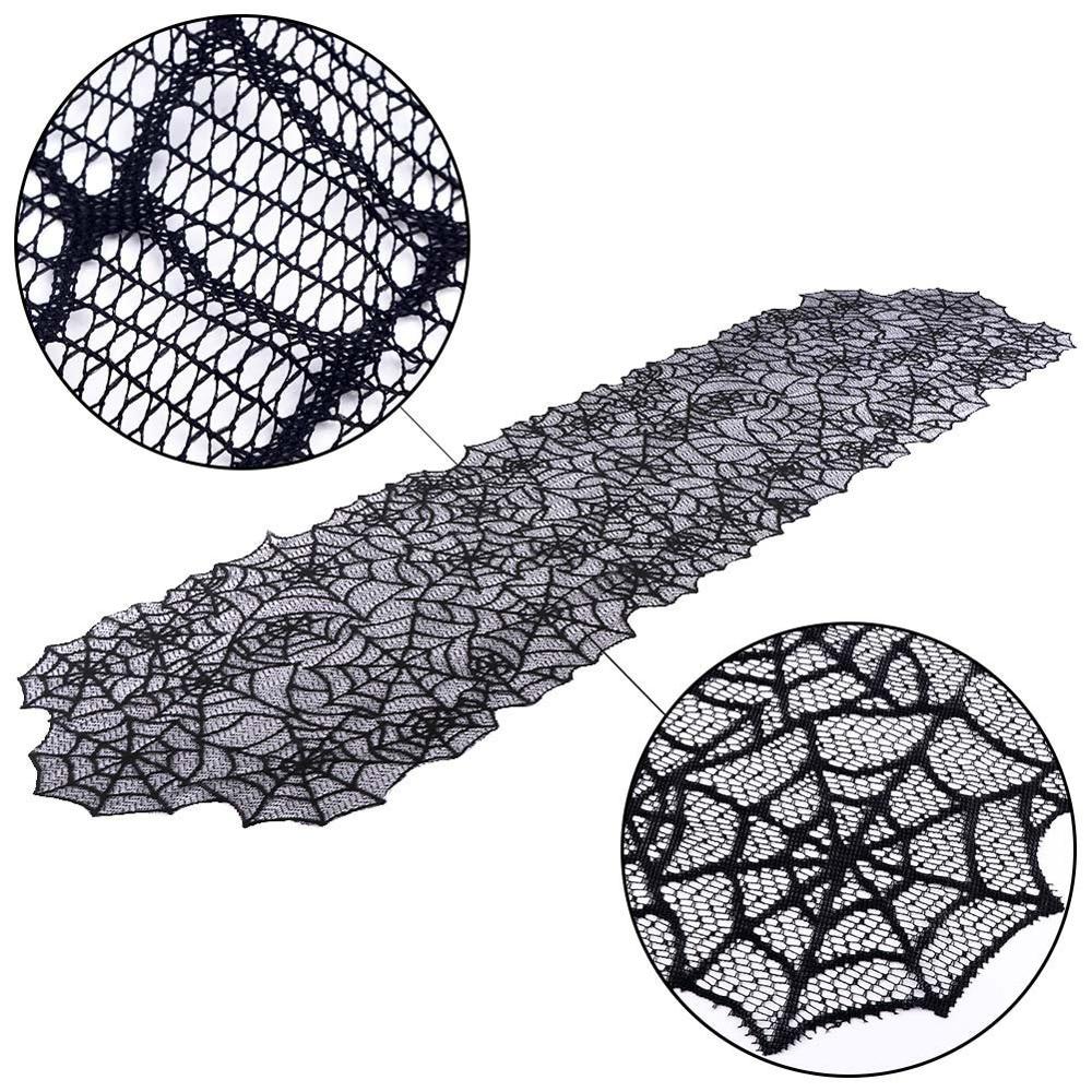 Halloween lace table runner Black spider Web Tablecloth Halloween Table Flag for Festive Decoration Halloween