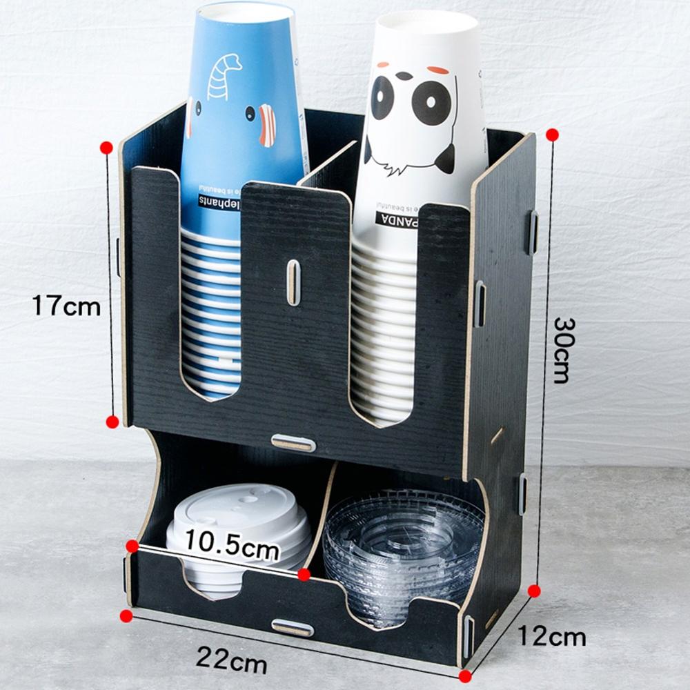 Houten Wegwerp Bekerhouder Multi Compartimenten Koffie Drinken Papieren Bekers, Deksels En Rietjes Diy Organisator Opbergdoos