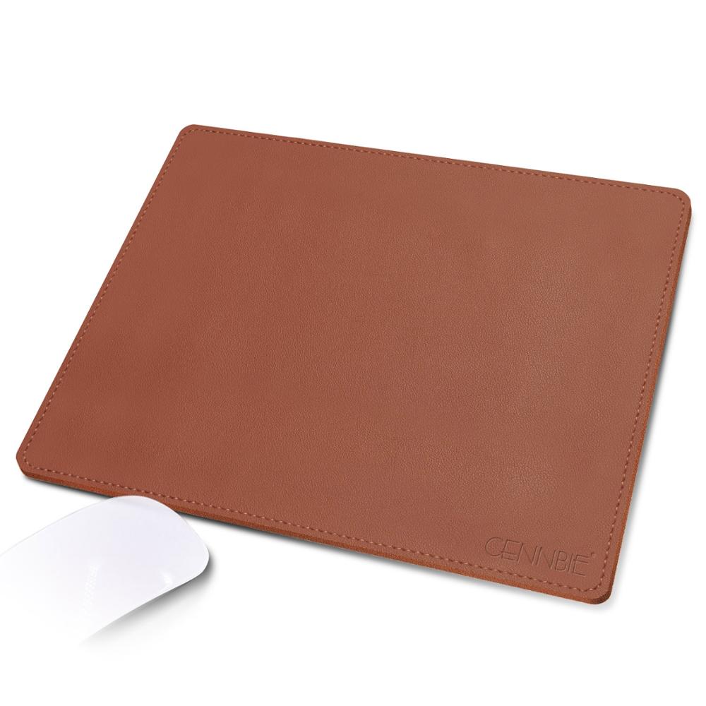 CENNBIE PU Leather Mouse Pad Water Proof Non-slip Base with Stitched Edges 10"x8" -BROWN: Brown