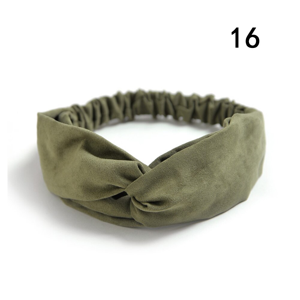 Suede Twist Tulband Vrouwen Haarband Bows Elastische Hoofddoek Sport Haarbanden Head Band Knoop Hoofdband Voor Meisjes Hoofddeksels Headwrap: 16