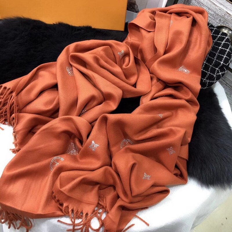 Winter Warm -drilling Scarf Women Pashmina Shawl Cashmere Solid Scarves Blanket Shawls scarf female stole: style 12