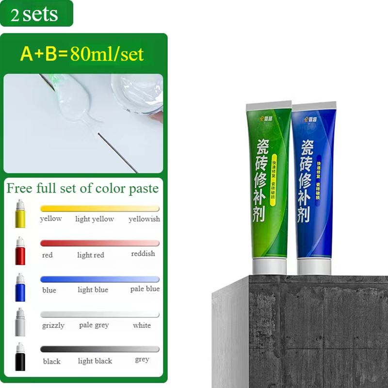 Kit de pasta de reparación de azulejos, juego de herramientas de reparación de ducha y azulejos para baño, pasta de grietas de cerámica de porcelana de fibra de vidrio para pared: Negro